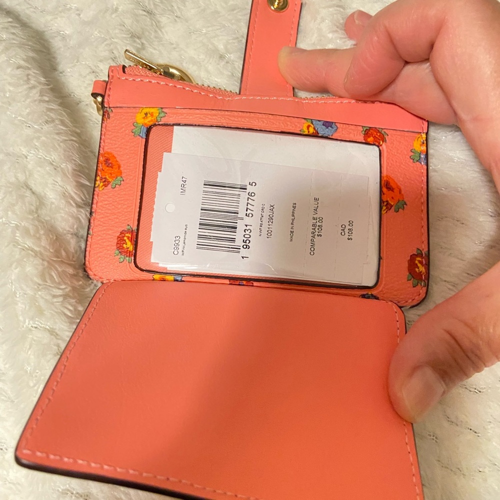 Coach Leather Card Pass Wallet Pink Compact - Picture 3 of 6